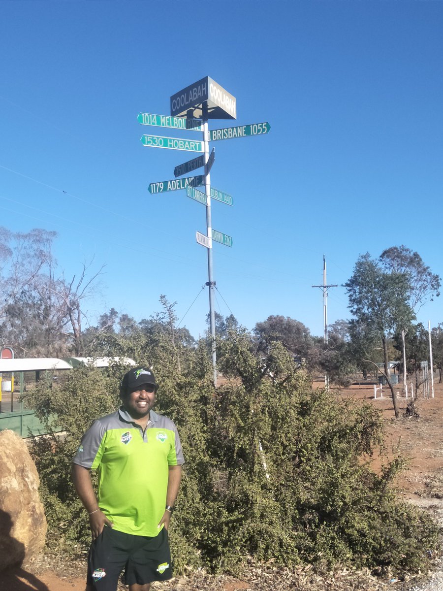 GayanLoku's tweet photo. Found myself in the middle of nowhere while travelling through the Far West promoting cricket with @quietcordial #coolabah #outbacknsw https://t.co/jHjHl6Owfu