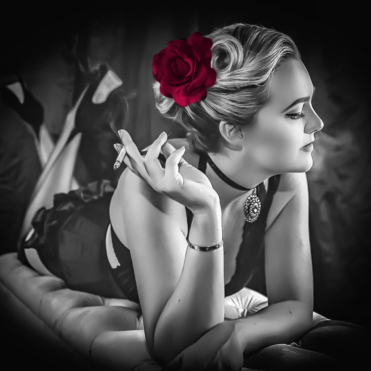 #relaxing kind of day .
.
.
Shoutout to Peter J Cervantes for amazing hair and makeup and Beau Trembly for the awesome photo

#vintage #woman #belleepoque #heels #photography #photographer #musician #burlesque
