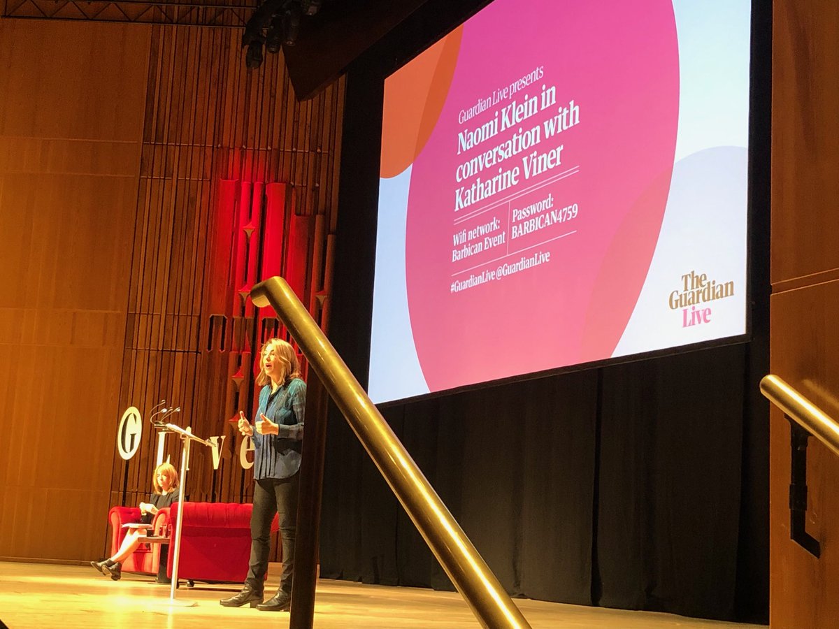 Naomi Klein gets huge applause from the 2000 strong crowd here at the Barbican when she states “Extinction Rebellion are not the criminals. They are trying to help us survive. The criminals are those in power who ordered their criminalisation of their protest!”
Please RT to agree