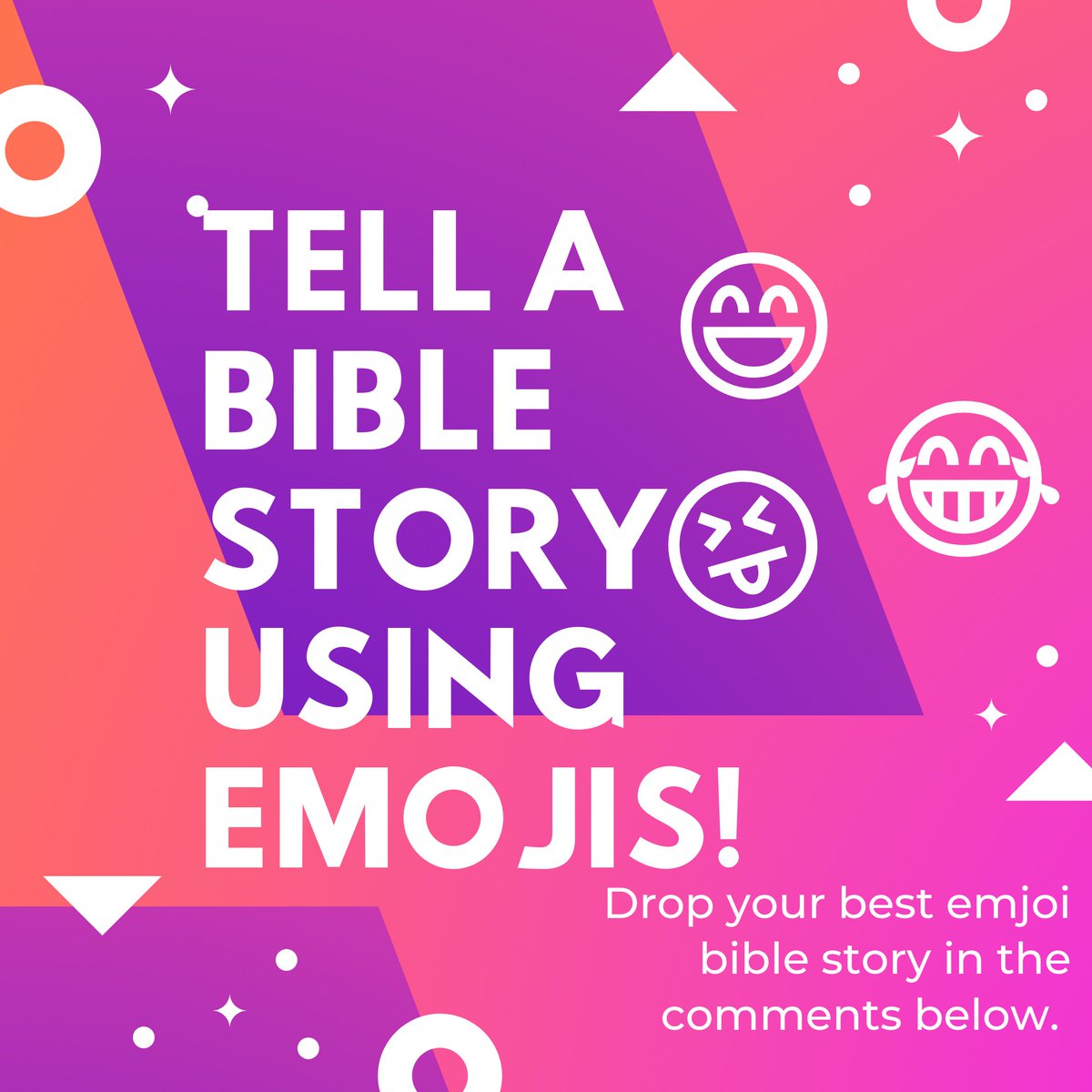 obckids's tweet photo. Emoji Time!! 😄🤣😝
.
Tell us a bible story using only emojis in the comments! #obckids https://t.co/VeqQEqrtyS
