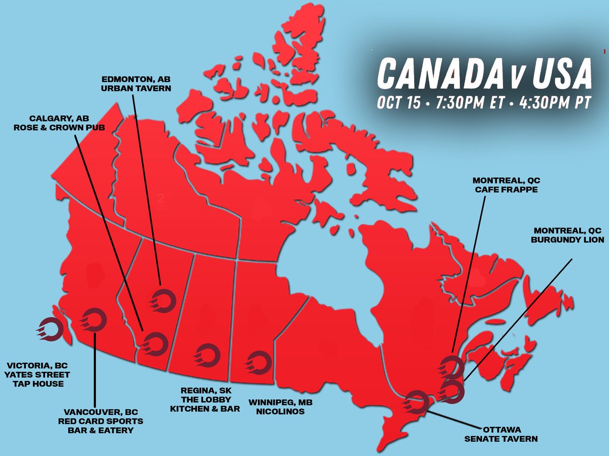 We're at your local! 

Get yourselves down to the pub &amp; tune in for tonight's 🇨🇦 #CANMNT vs #USMNT 🇺🇸 match LIVE on <a href="/onesoccer/">OneSoccer</a> 

Our live coverage starts at 18:30 ET | 15:30 PT w/ <a href="/AndiPetrillo/">Andi Petrillo</a>, <a href="/jonconway01/">Jon Conway</a>, <a href="/KurtLarsonCPL/">Kurt Larson</a> &amp; <a href="/AsaRehman/">Asa Rehman</a> 

Where ya tuning in from?! 🍁👏