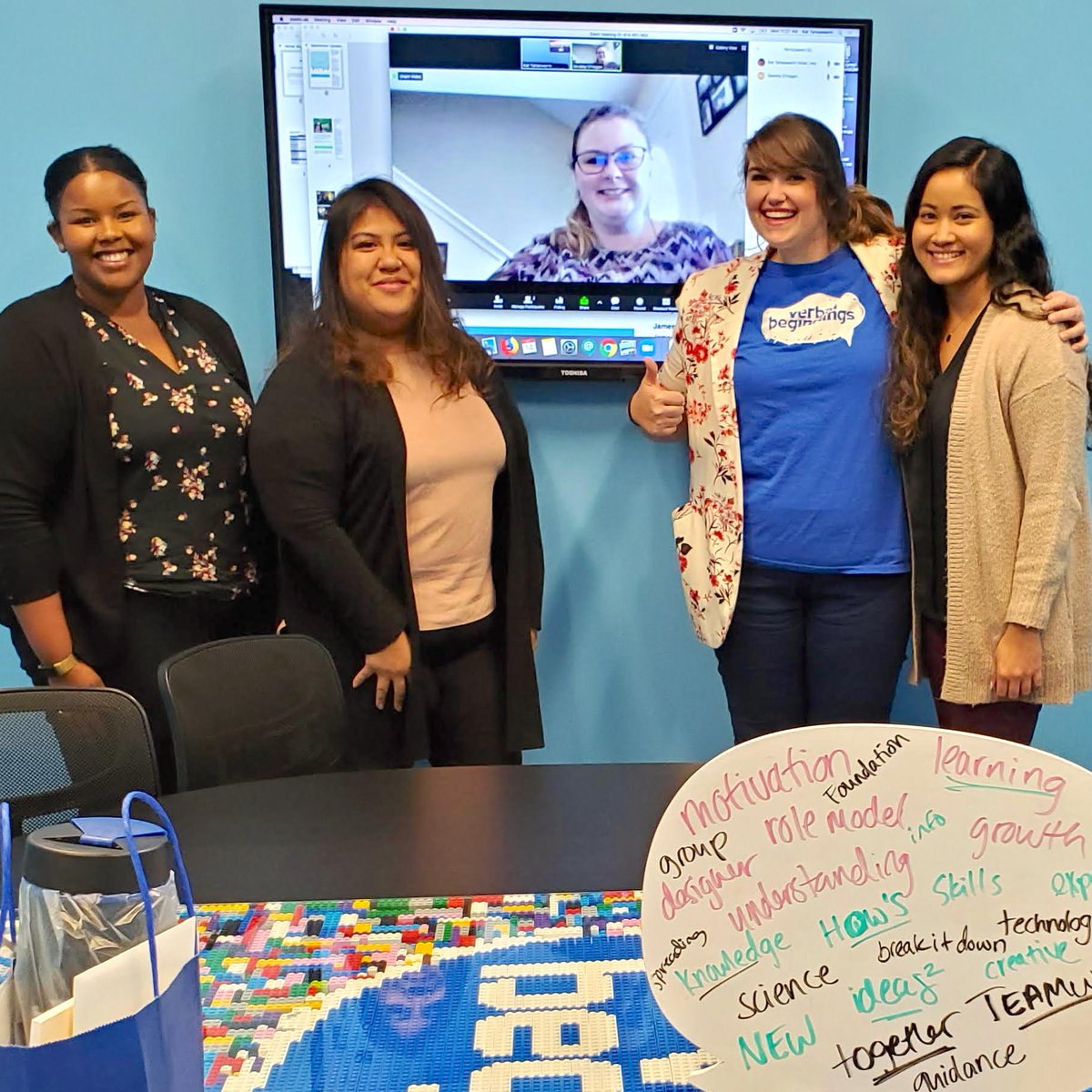 V_Beginnings's tweet photo. There's no better feeling than welcoming some NEW members to the VB team! Welcome (L-R) Carolyn, Cristelyne, Destiny, and Katrina who just finished their onboarding with us. (Fun fact: The white board is all the “word association” we generated talking about core values!) https://t.co/GbsiP21GcT