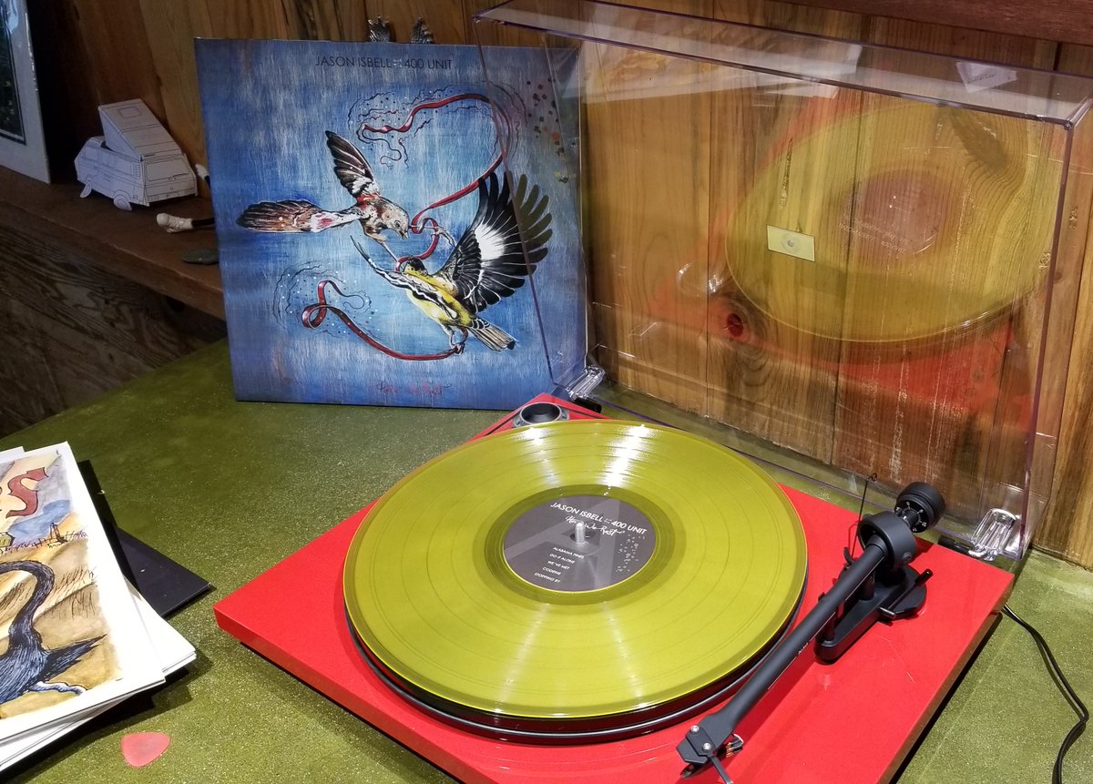 BrightRain's tweet photo. Things I get genuinely excited about these days:
√ Receiving a vinyl @JasonIsbell reissue of #HereWeRest and immediately throwing it on the turntable
#AndThe400Unit #yellow https://t.co/cWedFKQmNG