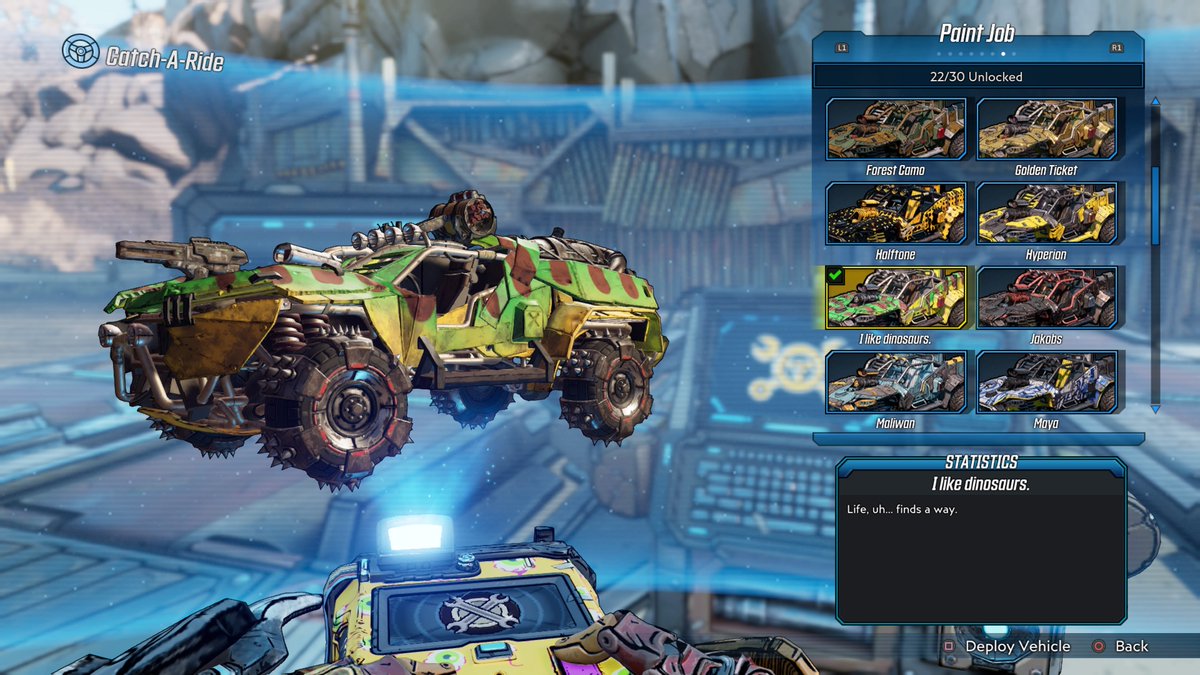 MathematicTTV's tweet image. Life...uh finds a way                    "I like dinosaurs" Technical skin #BL3 #Borderlands3 #Borderlands #PS4share