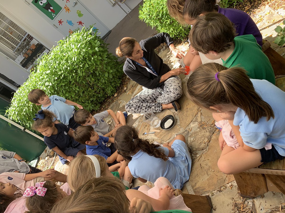 Exploring natural and man-made building materials in our outdoor classroom. JK made 'concreto' today. #gslearning #preschoolscience