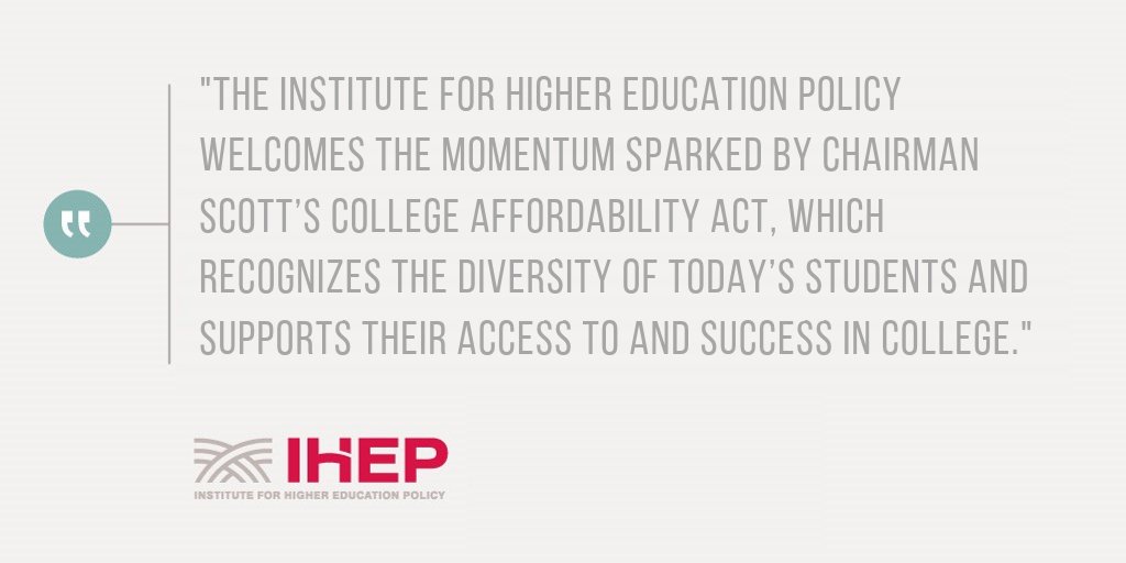 #BREAKING: IHEP responds to the introduction of the #CollegeAffordabilityAct and continued momentum building towards a comprehensive #HEA reauthorization. Read the full statement from IHEP President <a href="/MACooperPhD/">Michelle Asha Cooper</a>: ihep.org/press/opinions…