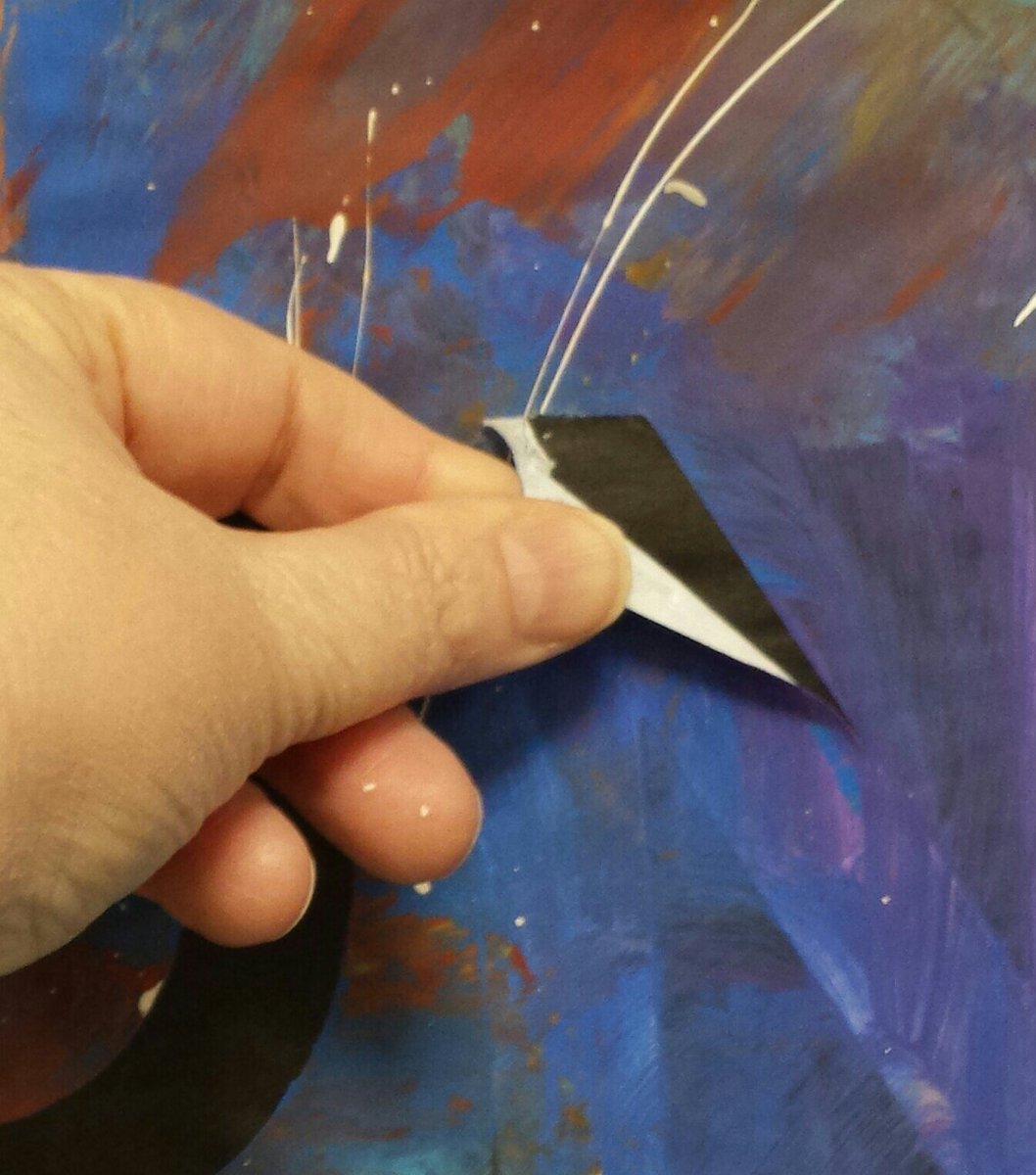 hmslibrarysd's tweet photo. HMS Library Makerspace Today: Finger painting! Make a test first! Iron on die cut freezer paper, finger paint, dry, gently peel, &amp; Ta Da! #hmstigers #HuronTigers https://t.co/4wtpluO25Z