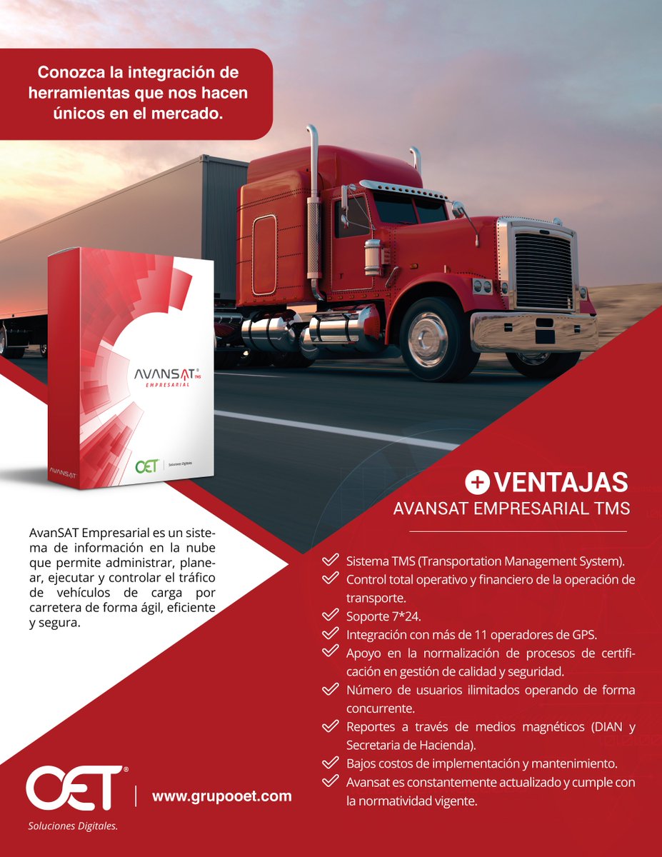 Guia_TIC's tweet photo. #Software #AVANSAT TMS. Control total operativo y financiero de la #OperacióndeTransporte. Permite administrar, planear, ejecutar y controlar la operación logística, financiera, comercial y contable de forma eficiente y segura #SoftwareTransporte @GrupoOET https://t.co/hUYKCa9Anj https://t.co/Vf13Wz1ZVt