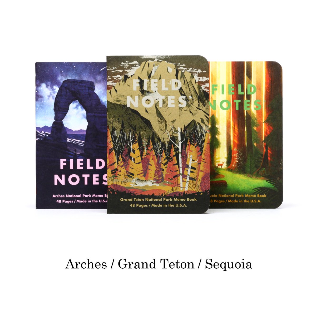 FieldNotesBrand's tweet image. The 4th “National Parks” Series from @fieldnotesbrand just dropped. It features artists from @fiftynineparks

Arches by nicolasdelort.com
Grand Teton by @ericnyffeler 
Sequoia by @glennthomas

fieldnotesbrand.com/products/natio…
