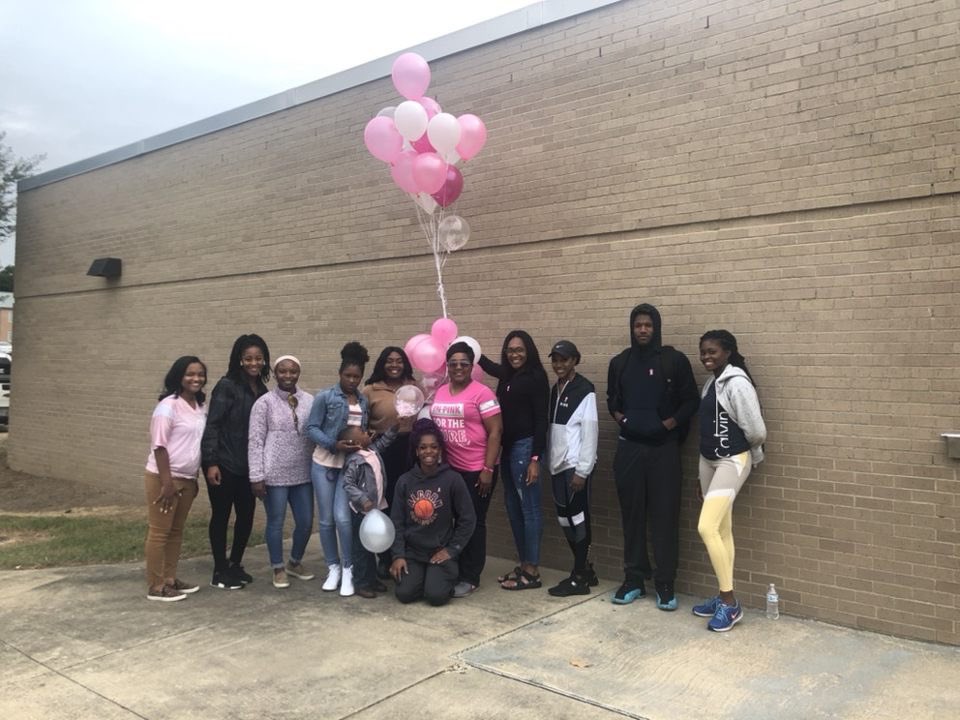 BRAVESSAAC's tweet photo. For #SAACWEEK yesterday we had a breast cancer walk and a balloon release. Thanks to all the student athletes that participated. https://t.co/V5Eo5loXqk
