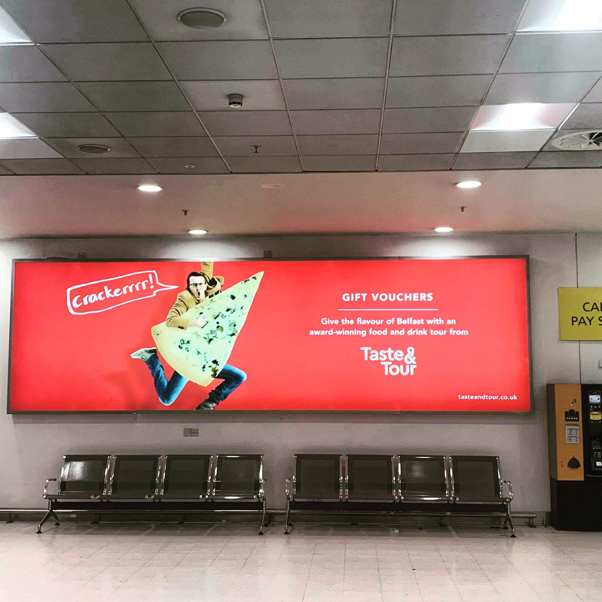 Crackerrrr! Pretty damn chuffed to see our first bit of advertising live in <a href="/BELFASTCITY_AIR/">Belfast City Airport</a>. Can’t wait to roll out the rest. #tasteandtour