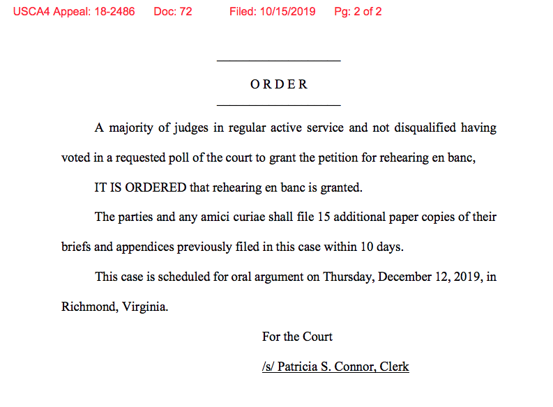 Hold your emoluments: 4th Circuit US Appeals Court *says it will reconsider argument* that Trump is violating Constitution's ban on gifts from foreign states. ORDER: