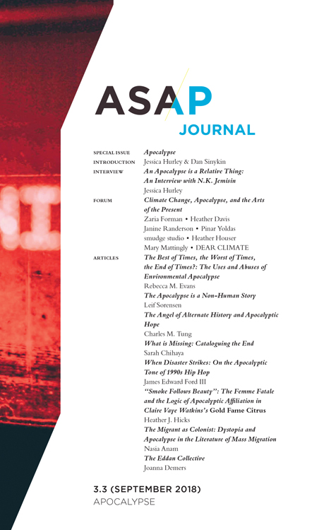 AmerStudiesAssn's tweet photo. Check out ECC member Rebecca Evans’s recent publication “The Best of Times, the Worst of Times, the End of Times?: The Uses and Abuses of Environmental Apocalypse” in a special issue of ASAP/Journal about Apocalypse (https://t.co/aHTa0CB7Zn) @AmstECC #ASAECC https://t.co/hy4gZ00uSU