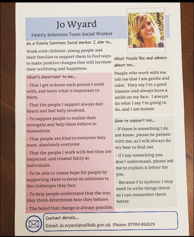 JoWyard's tweet photo. Was so inspired by @darwinclaire4 & @IncSols #onepageprofile training that my daughters and I created our own so that I could show my #FamilySolutions @suffolkcc #socialwork Team #personcentred #childsvoice #corequalities #buildingrelationships #understandingwhatreallymatters https://t.co/fDuspmdgP3