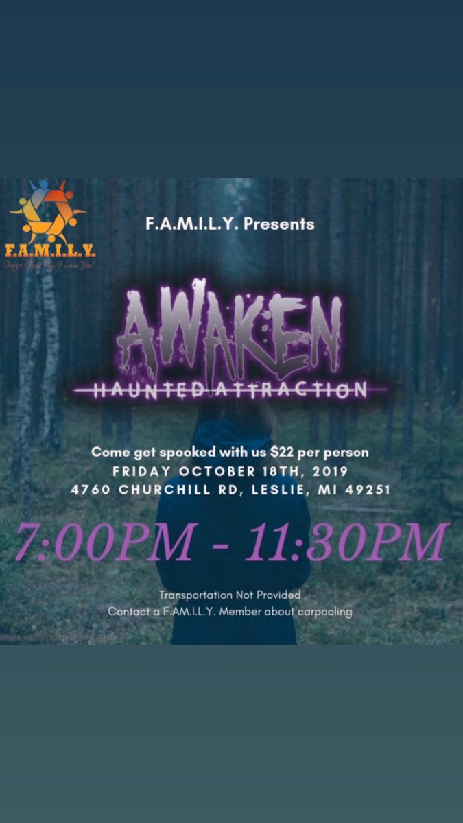 thefamilymovmnt's tweet photo. Interested in learning more about F.A.M.I.L.Y.? Come mix and mingle with us tomorrow, then join us Friday at AWAKEN- Haunted Attraction! https://t.co/9MnXjn3W60