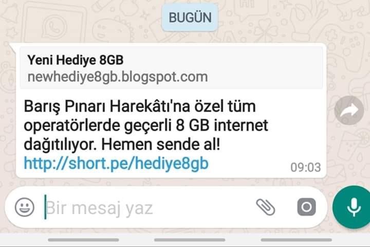 NetKorumaAlarm's tweet photo. Barış Pınarı Harekatı'nın adını kullanarak kredi kart bilgilerinizi ele geçirmeye çalışan SMS'lere dikkat. https://t.co/JSl3KLCik1