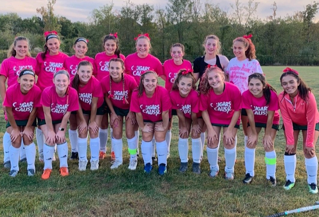 KRHS_FHockey's tweet photo. All dressed up for a pink out game and a win! 💗🏑Goals by Jess Wood and Kaitlyn Nakamura with assists by Maddie White and Kiersten Johannesen. Shut out in goal by Allyssa Space. Post season play starts next Monday in Cougar Stadium!🏑💗 https://t.co/OlHsuabJ35