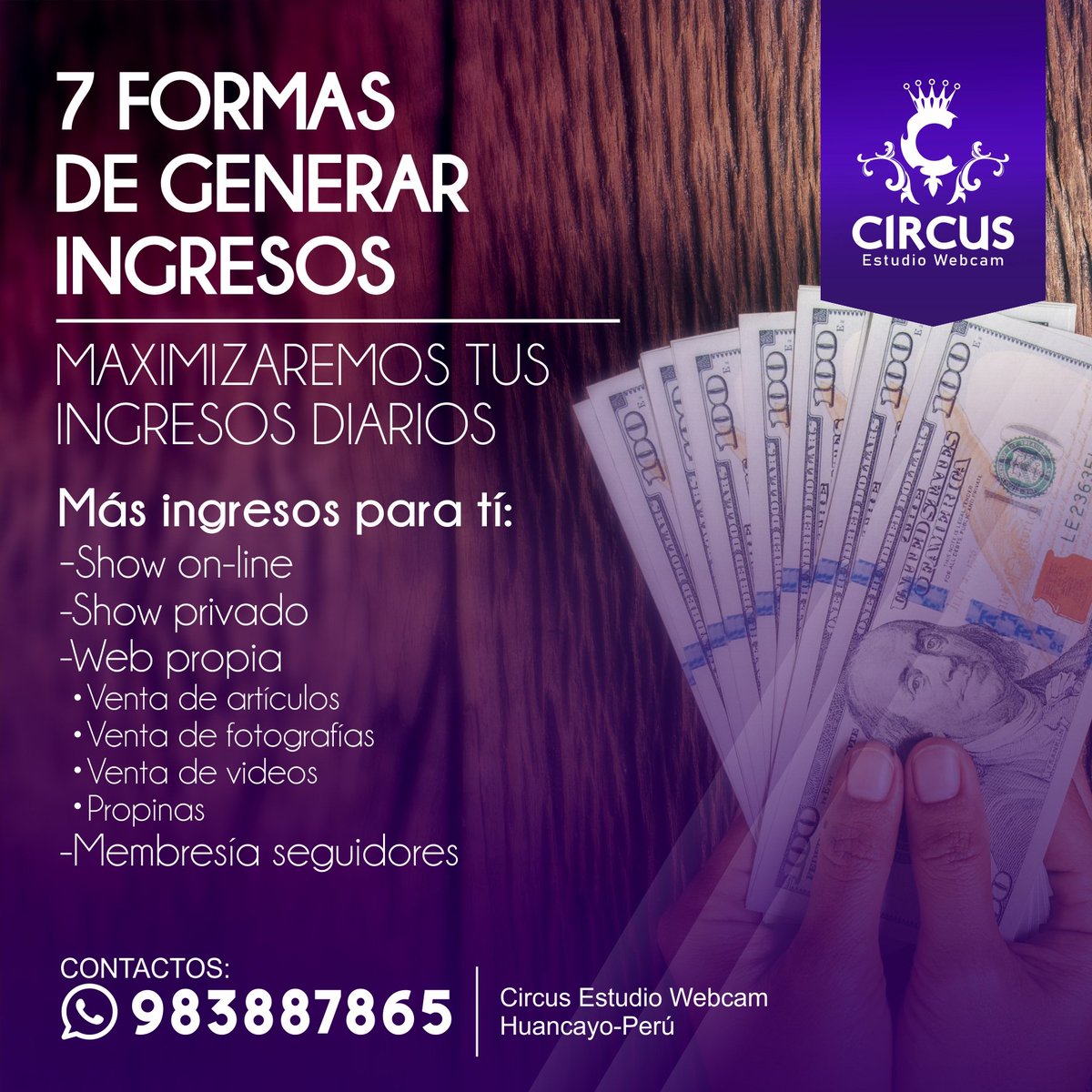 CircusWebcam's tweet photo. 💸Tenemos un plan preparado para generar ingresos por distintos medios.
#ModelosWebcamPeru
#CircusEstudioWebcamPeru https://t.co/m0IzwuV2gE
