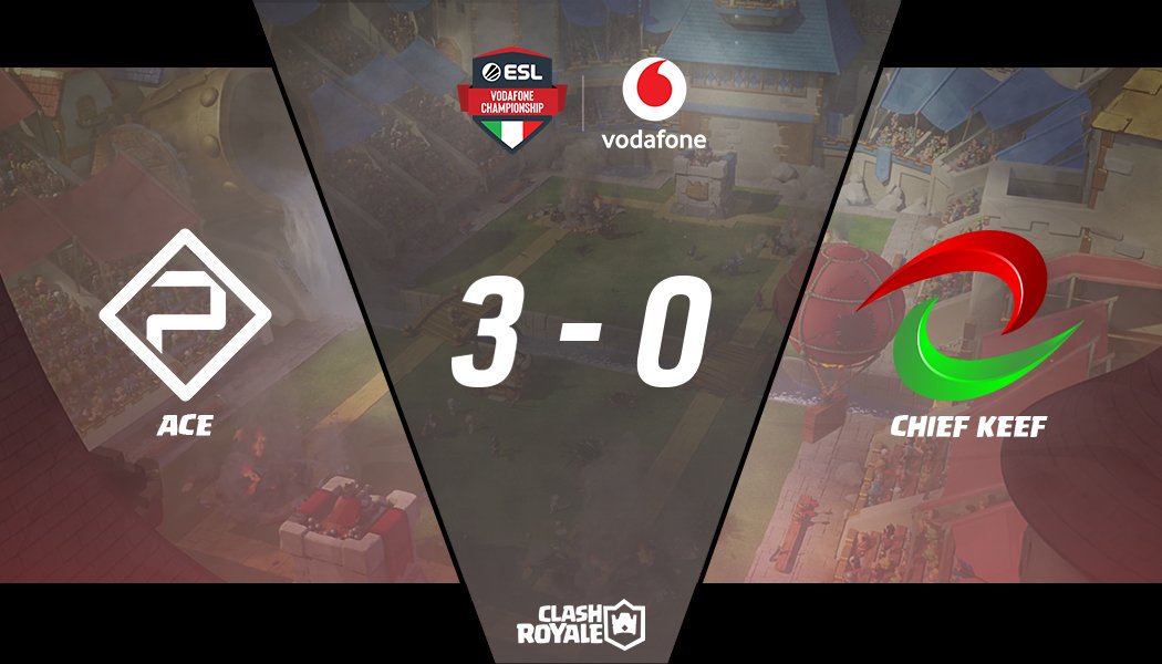 [#ClashRoyale]

First important win for <a href="/AceTheJuice/">Ace</a> in the <a href="/ESLItaly/">ESL Italia</a> championship! Ready for the next battle!

#OPWIN #PlayFaster <a href="/VodafoneIT/">Vodafone it</a>