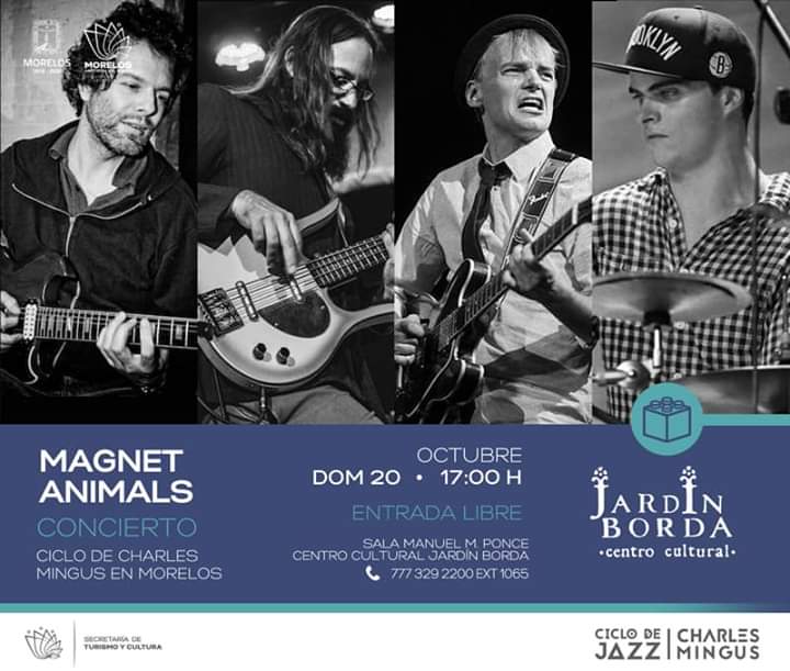 Llega a #Cuernavaca el proyecto Magnet Animals, integrado por: Shanir Blumenkranz (John Zorn, Abraxas) y Eyal Maoz se unen con Todd Clouser (A Love Electric) y Jorge Servin. Juntos nos envuelven en la experimentación, jazz, fusión de ritmos que hace esta banda, ¡conócela!