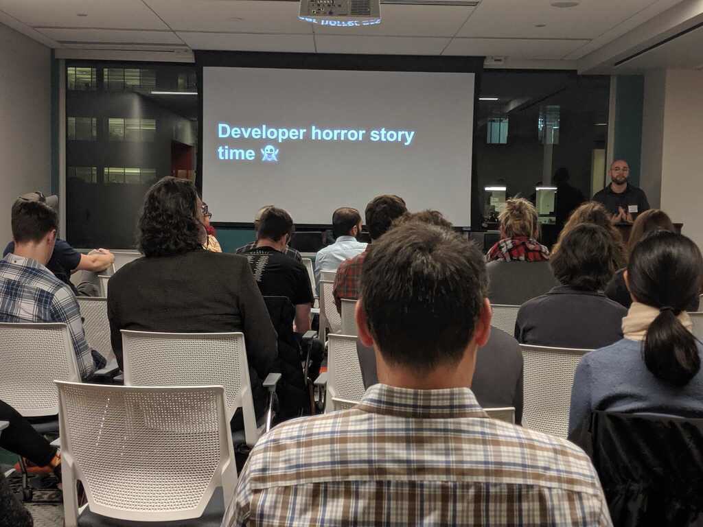 mplsjrdevs's tweet image. Our set up tonight is following the structure of The Moth. Each person is welcome to share their Developer Horror Story! 👻🎃 
#mplsjrdevs #mntech #TCSW19 #TCSW