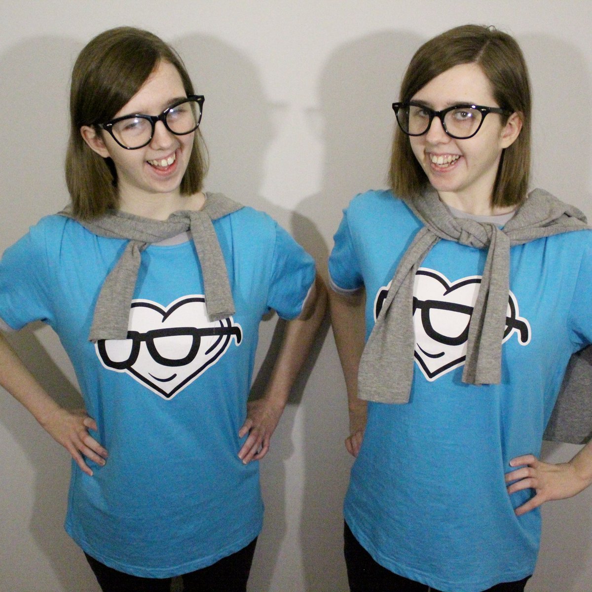 Ali_and_Macy's tweet photo. We treated ourselves to some Sanders Sides shirts and we absolutely love them! Thank you, @ThomasSanders! Of course, we had to get silly and have a lil photoshoot! We tried our best to channel each side, haha! ✨ https://t.co/BzMF6I2pcZ
