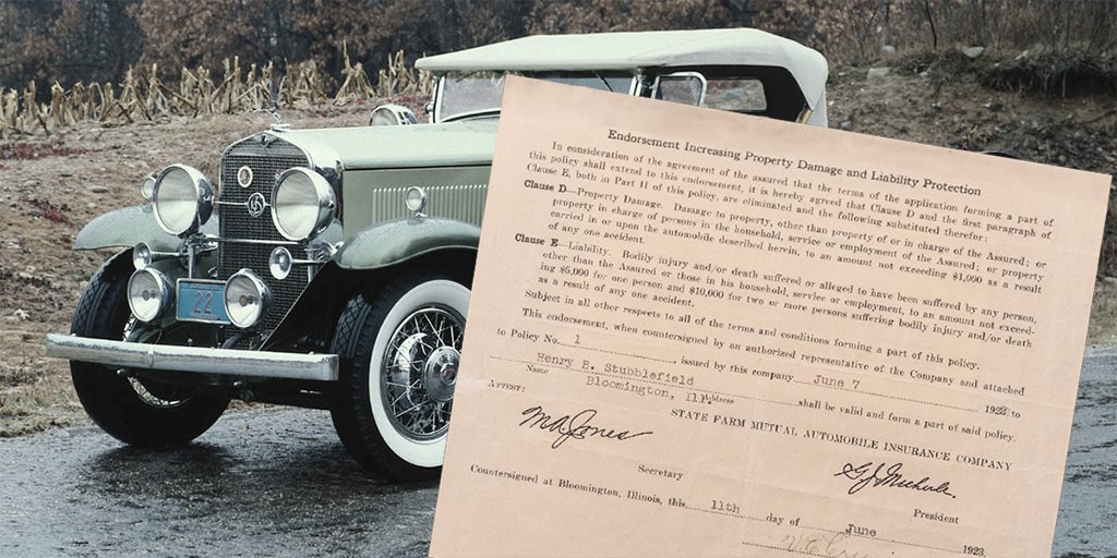 MattOInsurance's tweet image. Here's the first ever @StateFarm auto policy. It was issued to a local farmer in 1922! #Throwback #FromTheArchives