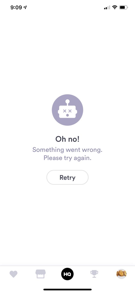 Dollface822's tweet photo. @hqtrivia what’s going on  HQ? https://t.co/xy2yRpjMTX