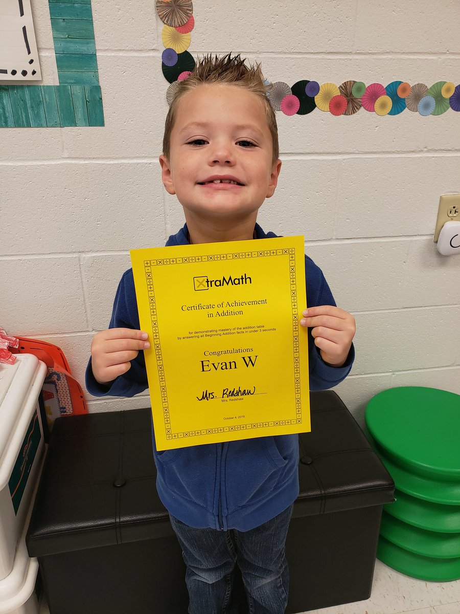Our 2nd XtraMath champ this year! He has some friends not far behind! We are rocking addition! #tweetingtuesday