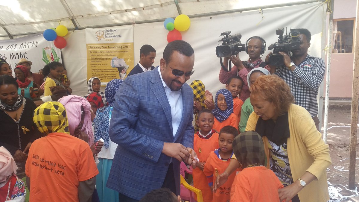 ETChildCancer's tweet photo. June 4, 2019 Dr. Abiy Ahmed Prime Minister of Ethiopia and First Lady, with high officials  Visited Seba Dereja Center accommodation for children with cancer and their parents. https://t.co/rvRdJ6eKDP