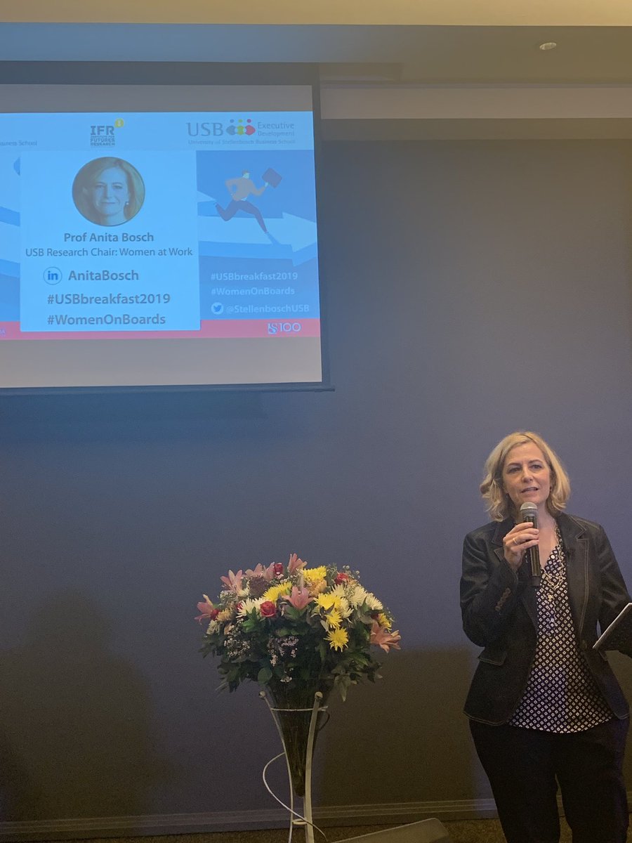JessieHurst's tweet photo. Discussing some serious statistics regarding female representation on the boards of South African companies. @UsbReview @StellenboschUSB #WomenOnBoards #USBbreakfast2019 https://t.co/NVNoMvHR2Q