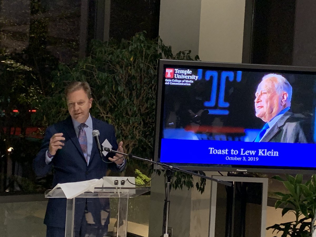 ThisSteveButler's tweet image. Raising a glass to the late Lew Klein on the eve of the annual @TUKleincollege awards for outstanding alumni, this year including @jkbjournalist Julie K. Brown of the @MiamiHerald, who shed new light on the Jeffrey Epstein scandal. Thanks to host Bernie Prazenica and @6abc.