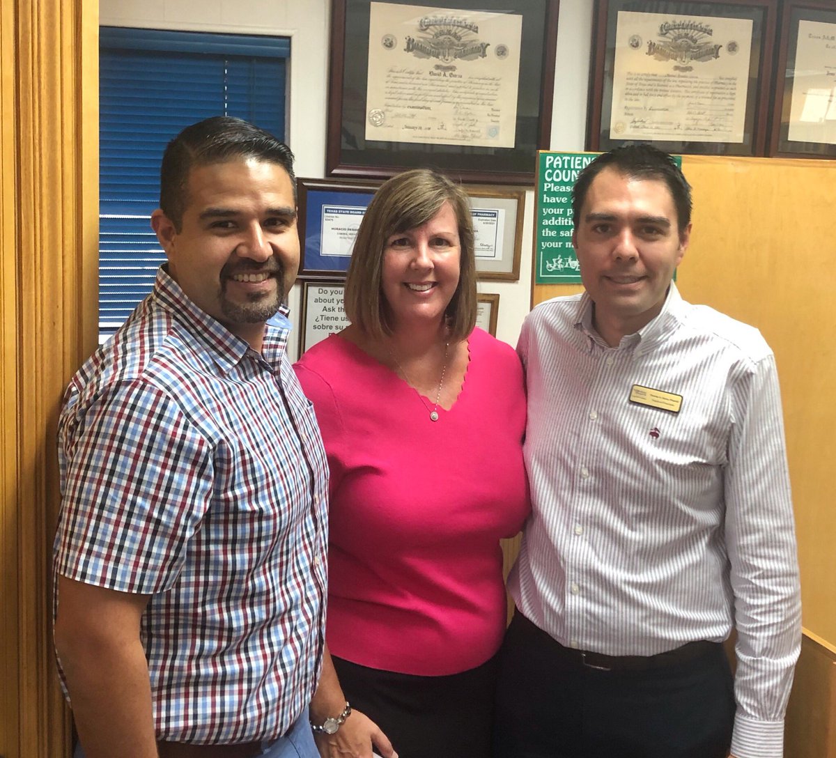 TXpharmAssn's tweet photo. Vice President Michael Muñiz @poonzmoonz and CEO Debbie Garza had a great day visiting Valley pharmacists to build relationships, hear about their practice, business challenges and opportunities, and to share some of #TPA activities. #DIRReform #TogetherPharmacyAdvances https://t.co/VOxmq5DSi1