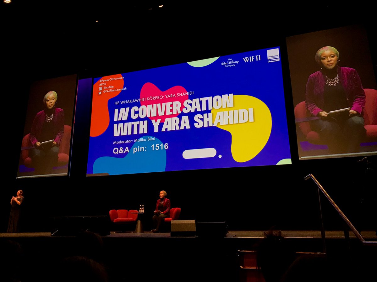 DaleCorlett's tweet photo. The inspirational Yarra Shahidi In conversation at Power of Inclusion @NZFilmCommissh #poi https://t.co/raHznYHQH3