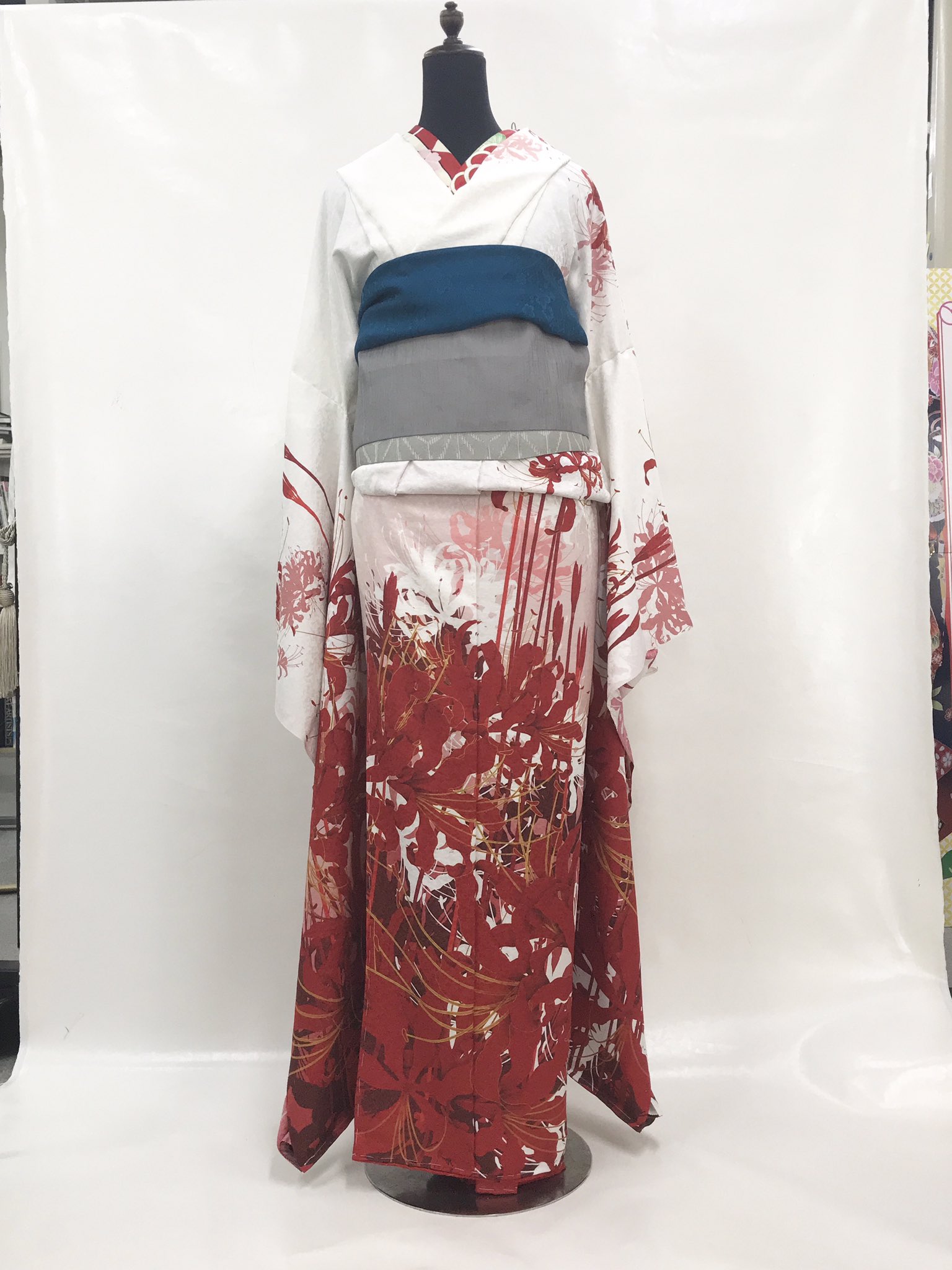 【日本製帯】 上品彼岸花◆曼珠沙華柄古典半幅帯◆純浴衣帯＆着物帯に★ 新品 日本製帯】 上品彼岸花◇曼珠沙華柄古典半幅帯◇純浴衣帯＆着物