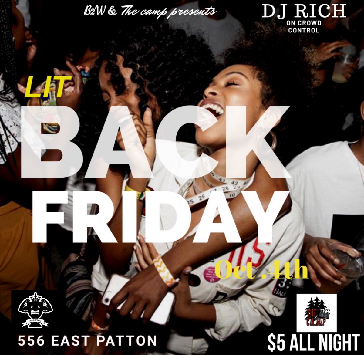 PughEntLLC's tweet photo. THE OFFICIAL #LITBACK FRIDAY

KickBack/ Party Tomorrow Night At (556 East Patton )🎥🔥 @rich_underdog on the 1”s &amp; 2”s 🎯 

Free Drinks/ Free Food) GOOD MUSIC AND GREAT VIBES AND GUESS WHAT ITS $5 All Night (Don’t Miss It)

#MYASU23 #MyASU 🐝#TU 🐯
#TroyU 💂🏿 #AU 🐯#AUM https://t.co/0rxksSyjnW