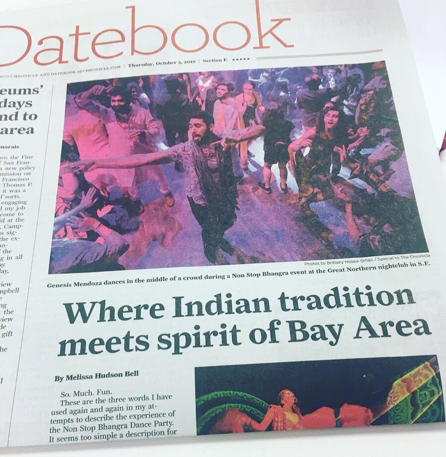 NonStopBhangra's tweet photo. @NonStopBhangra  on the front page of the San Francisco Chronicle Today!!! 

Check out the full article online too! https://t.co/cHdmpwNhfK

Thank you @sfchronicle @SFC_Datebook 

#nonstopbhangra #sfbayarea https://t.co/nxWOTdRIr0
