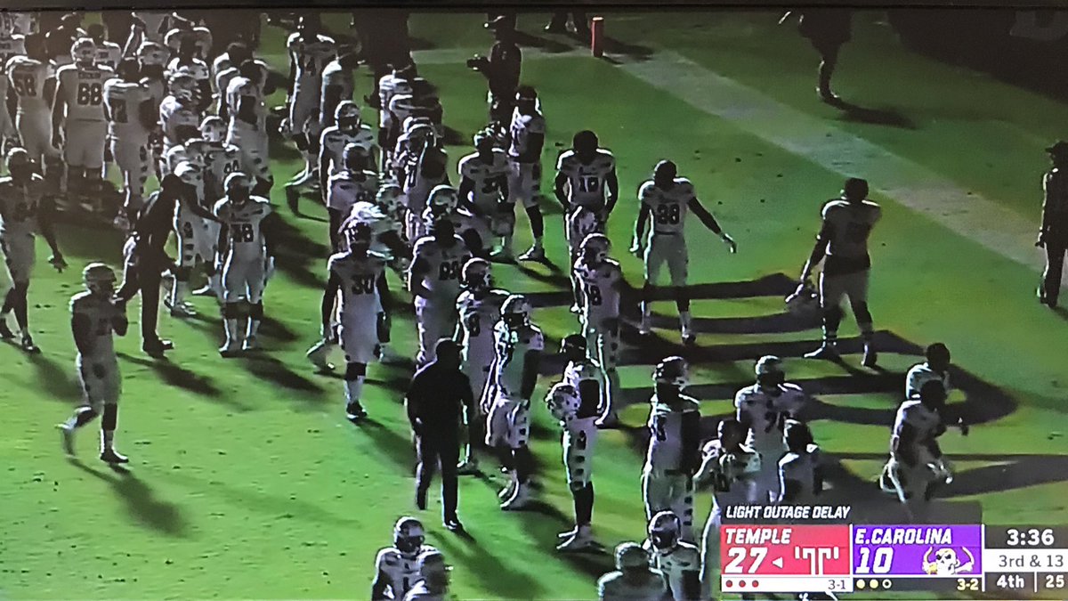 And the lights have gone off at Temple’s game at East Carolina

#NightOwls