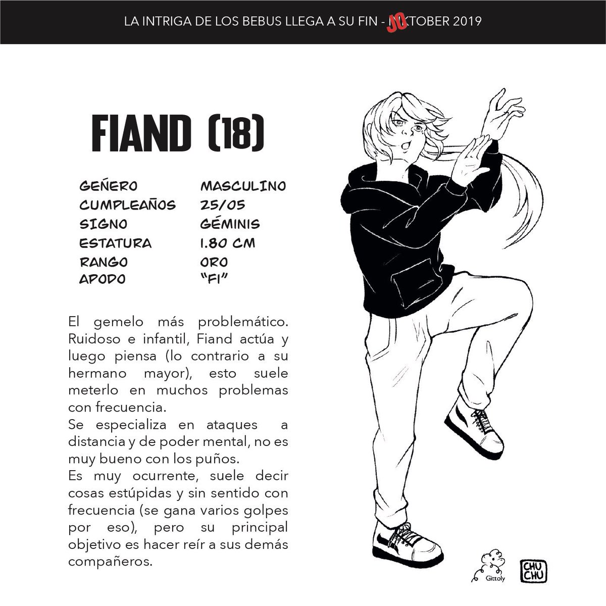 Gittoly's tweet photo. 💥Third house !!! 💥
The juninis ♊️
Fun fact from Fiand:
He is always on the Fileft and is a super fan of Chayanne💕
Art by @ANicoleLJ & Me
#Fiand #bebus #jotober #inktober #inktober2019 #saintseiya #art #art #ilustracion #ilustration #procreate #gemelos #twins #geminis #gemini https://t.co/YokRYyeAIp