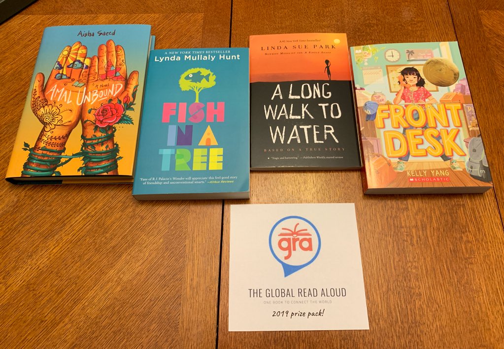 #edcampBigSky ❤️s the Global Read Aloud! Amazing titles to add to your classroom library. Who will choose this bundle on Saturday?! <a href="/aishacs/">Aisha Saeed</a> <a href="/LynMullalyHunt/">Lynda Mullaly Hunt 🗣⛈💦//🐟🌳</a> @LindaSuePark <a href="/kellyyanghk/">Kelly Yang</a> 
#edcampBigSky #GRA19