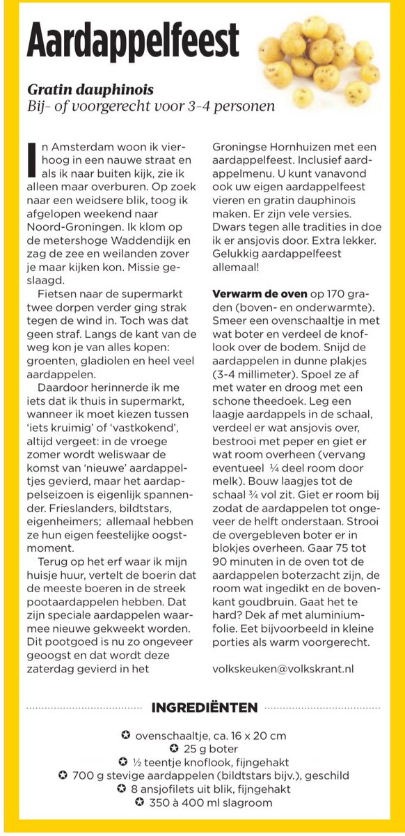 aardappelfeest's tweet photo. Vandaag in de @volkskrant , morgen in Hornhuizen: Het Aardappelfeest! Ga snel naar https://t.co/7c49kkX0eu om je ticket te regelen. #ikbeneenaardappel #aardappelfeest https://t.co/ovadQo1qWT