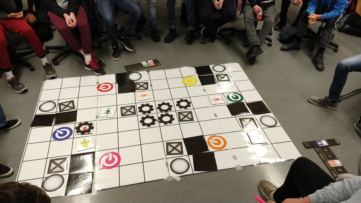 sblenkhorne's tweet image. Who says you can&apos;t play a giant boardgame with 27 students? #codingunplugged #wearecbe #rths #csed #gamesteach