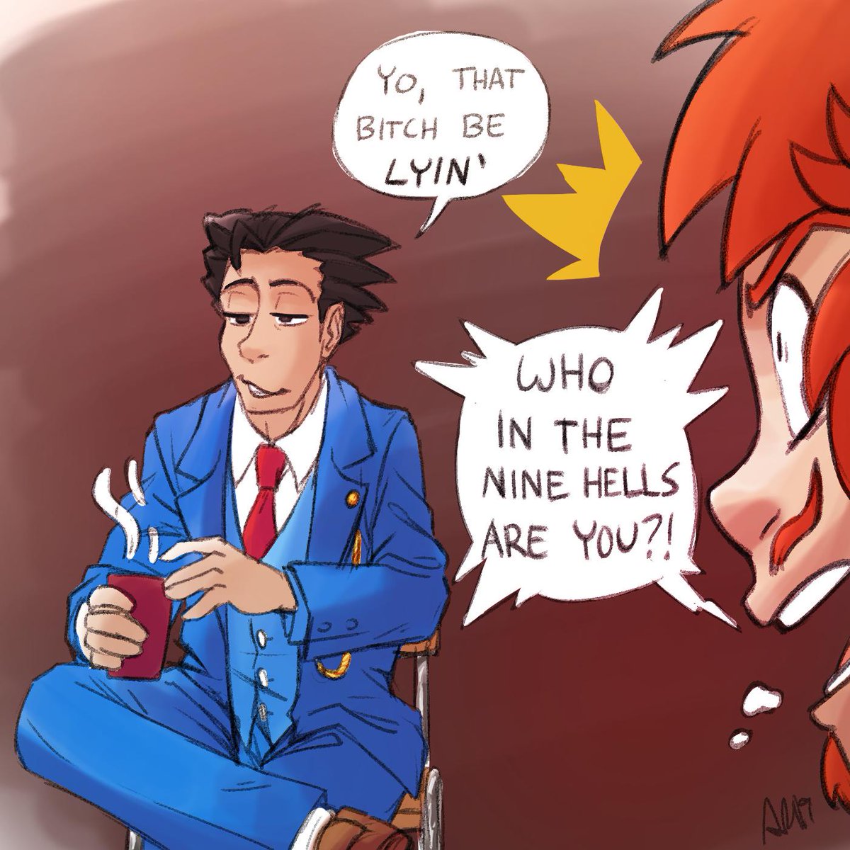 deggey's tweet photo. More Crossover shenanigans, if you're interested
#OminDran #Viari #PhoenixWright #AcquisitionsIncorporated #AceAttorney #fanart #art https://t.co/lC1EWQ9gNj