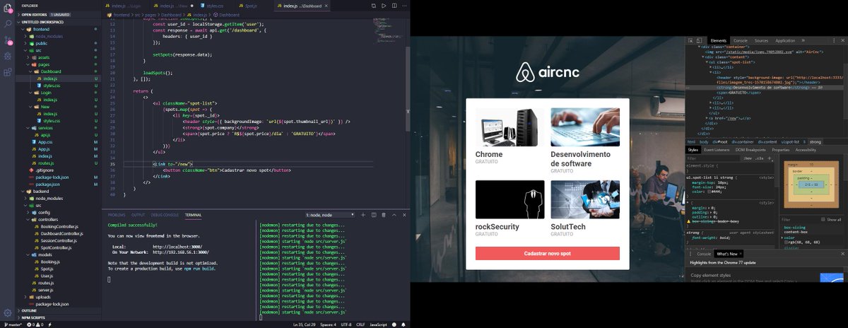 rockgolmetal's tweet image. Semana 9 do OmniStack da @rocketseat a todo vapor. 

#RocktSeat
#OmniStack
#SemanaOmniStack9

#javascript  #NodeJS #Express #MongoDB #ReactJS  #ReactNative
