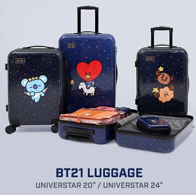 【タイムセール！】 BT21 公式 旅行用バッグ 24インチ スーツケース ハードポーチ付き 旅行用バッグ/キャリーバッグ