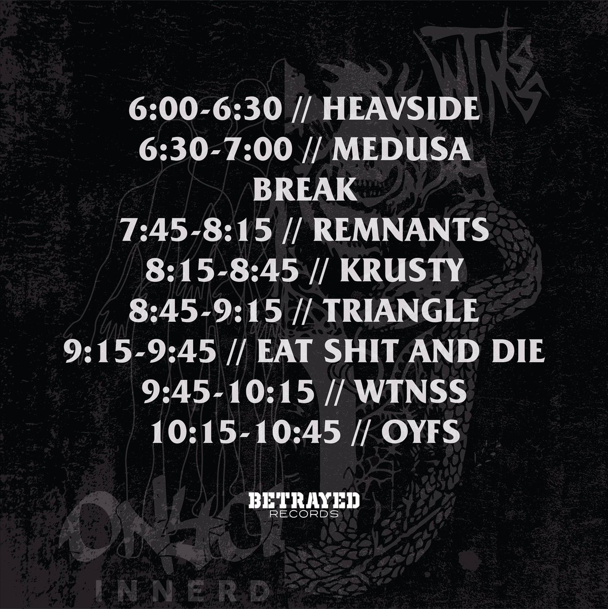 NEW SHOW ALERT!⚠️
We’ll be supporting the EP Release Party by <a href="/ONYOURSIDEHC/">ONYOURSIDE</a> and <a href="/wtnsshc/">WTNSS</a> happening 26th October at <a href="/RumahApi2/">Rumah Api</a> , together with <a href="/trianglehc/">Triangle</a> <a href="/krustyhc/">K R U $ T Y</a> <a href="/remnantsband/">Remnants</a> <a href="/heavsidekl/">NEW EP OUT NOW !</a> and <a href="/medusaband/">Medusa</a> . Brought to you by <a href="/BetrayedRecords/">betrayed records</a> and <a href="/RumahApi2/">Rumah Api</a>  #eatshitanddiehc