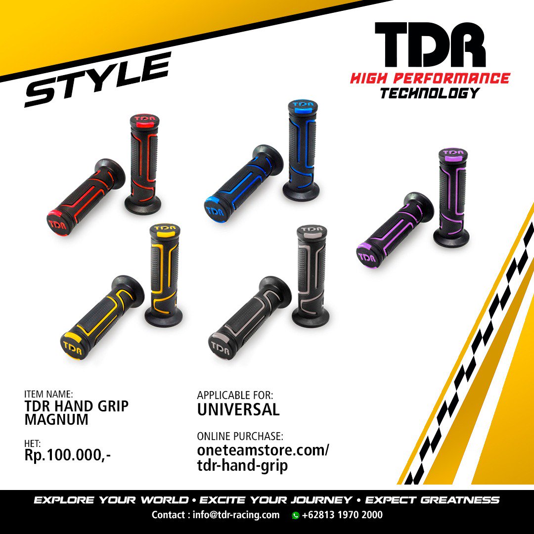 TDR_RACING's tweet photo. TDR Hand Grip MAGNUM made with special soft rubber and diameter size designed so that riders not easy to get tired even on long trip. - https://t.co/JT6p3x7H6I
.
#Style #BodySystems #HandGrip #Magnum #Oneteamstore #GotoTheNextLevel #NextLevel #LevelUp https://t.co/vOVI9VlJAr