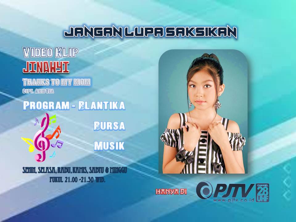 ManagementSuzan's tweet photo. New Realease Single terbaru #jinawyi yg berjudul Thanks to my mom cipt. @aristea dan dpt disaksikan setiap hari di @pjtvbandung pd pukul 21.00-21.30wib. Info pemasangan atau promo video klip di pjtv bs kontak aja ke 08176671116.. https://t.co/0TcQfpuVna
