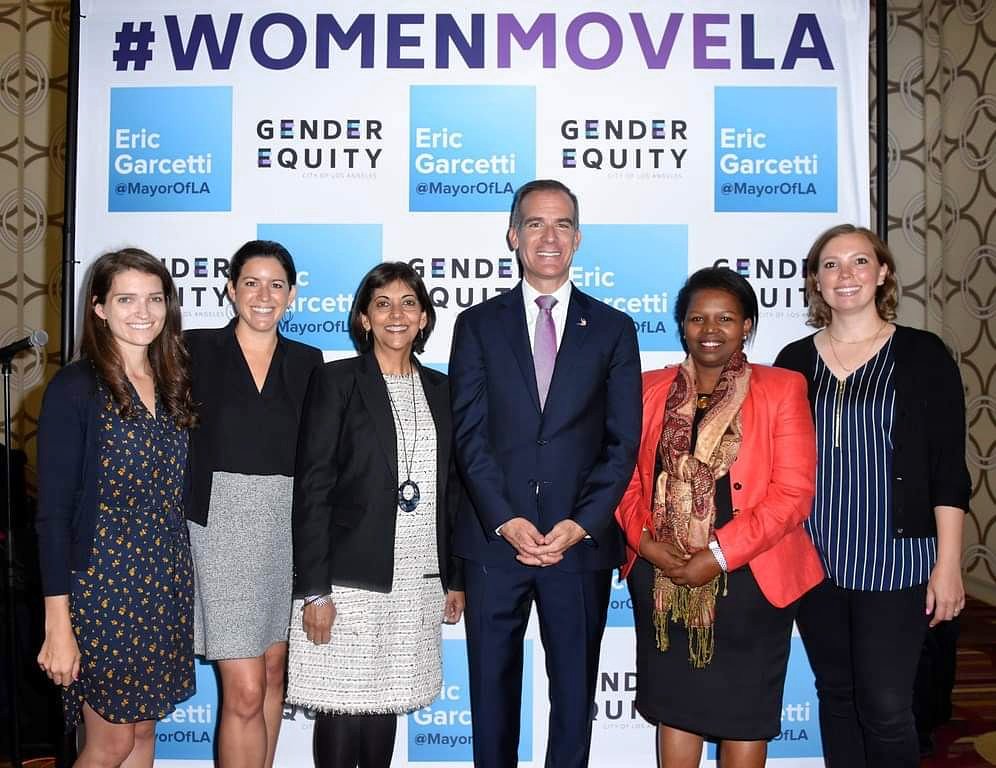 3rd annual state of women and girls address! <a href="/hiltonfound/">Hilton Foundation</a> colleagues and <a href="/MayorOfLA/">Mayor Karen Bass</a> #WomenMoveLA 👭🕴️👭