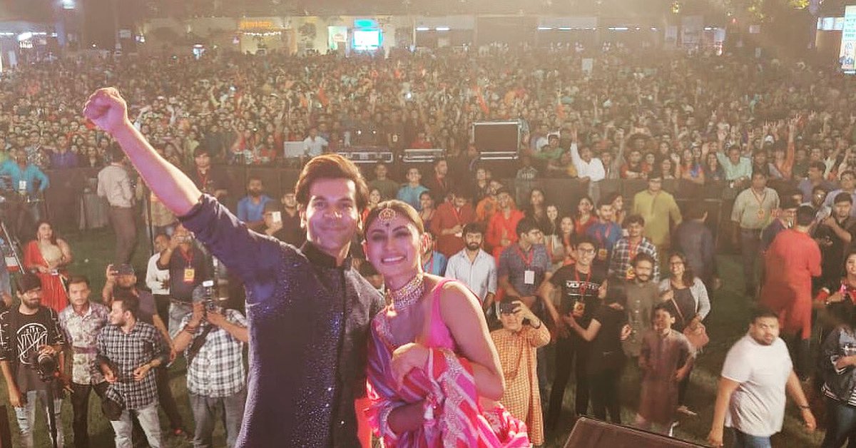 MaddockFilms's tweet photo. Overwhelmed with all the love @RadioMirchi’s #RockNDhol showered us with! ♥️ 
Happy to kick-start #MadeInChinaPromotions in Ahmedabad! 
Thank You everyone! 

@RajkummarRao @Roymouni #MadeInChina https://t.co/ssC91rR2TD